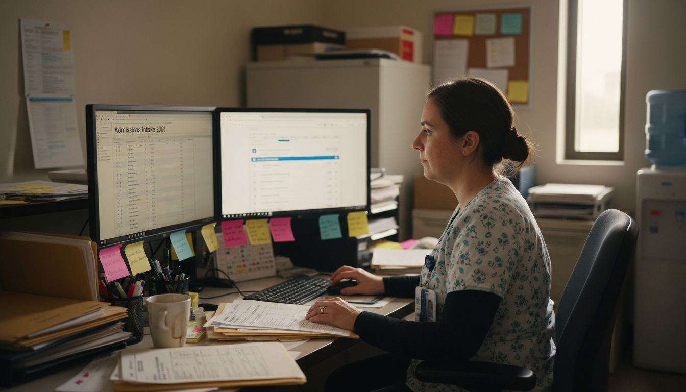 Admissions coordinator reviewing referral workflow