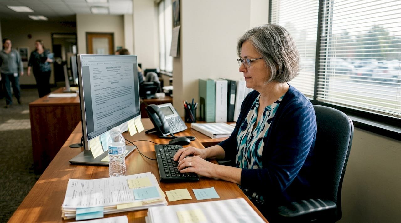 Coordinator updating healthcare referral workflow