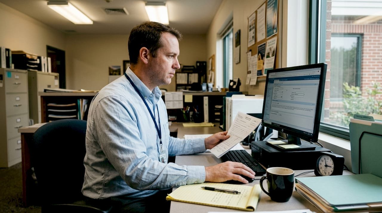 Admissions coordinator automating patient data entry