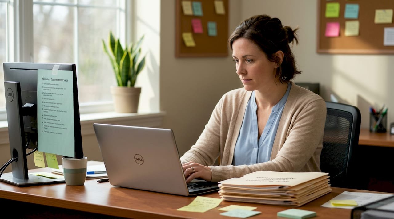 Admissions coordinator reviewing eligibility documents