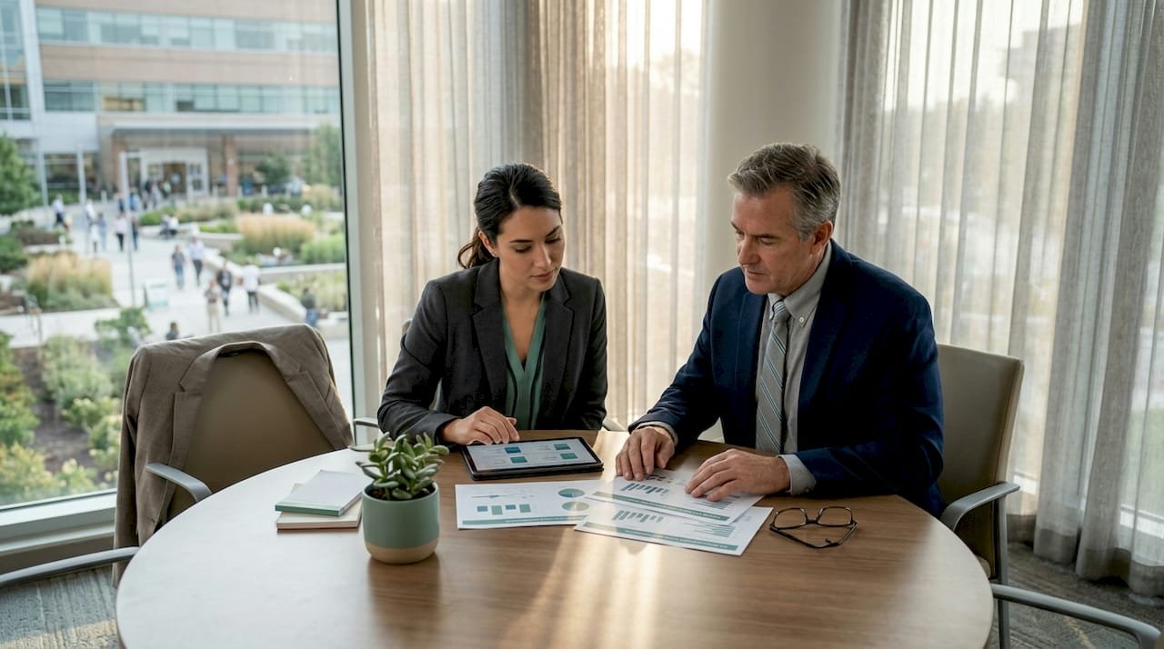 Healthcare admins reviewing AI platform comparisons