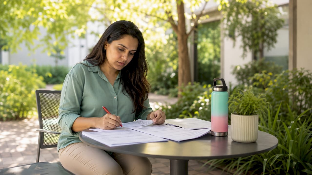 Admissions officer reviewing patient intake forms