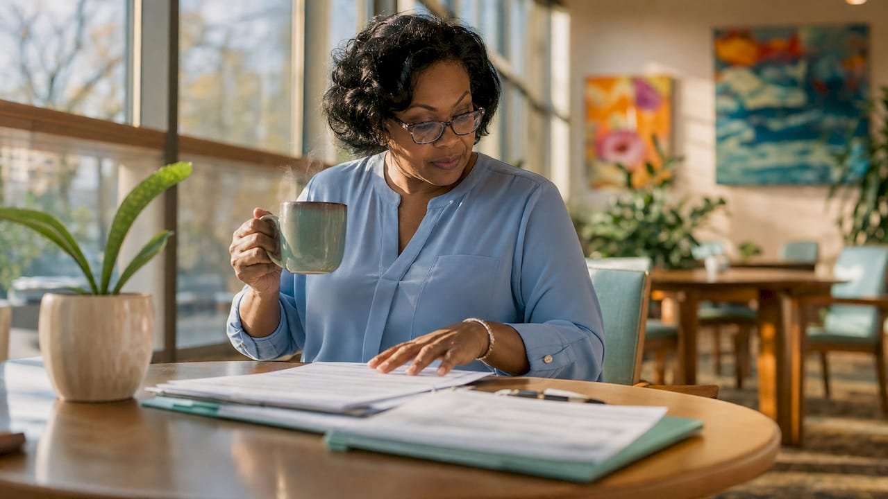 Admissions coordinator processing patient intake forms