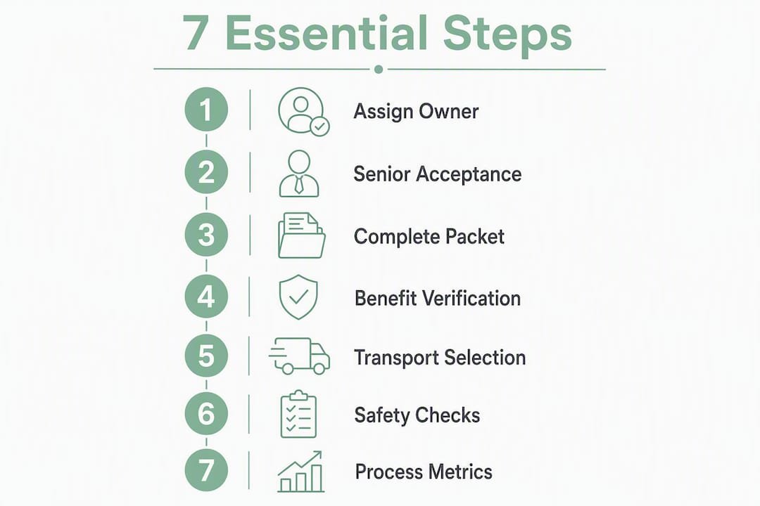 Infographic showing patient transfer essential steps