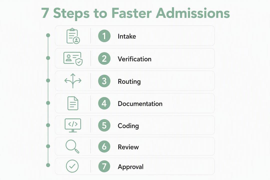 Infographic showing 7 steps to faster admissions workflow