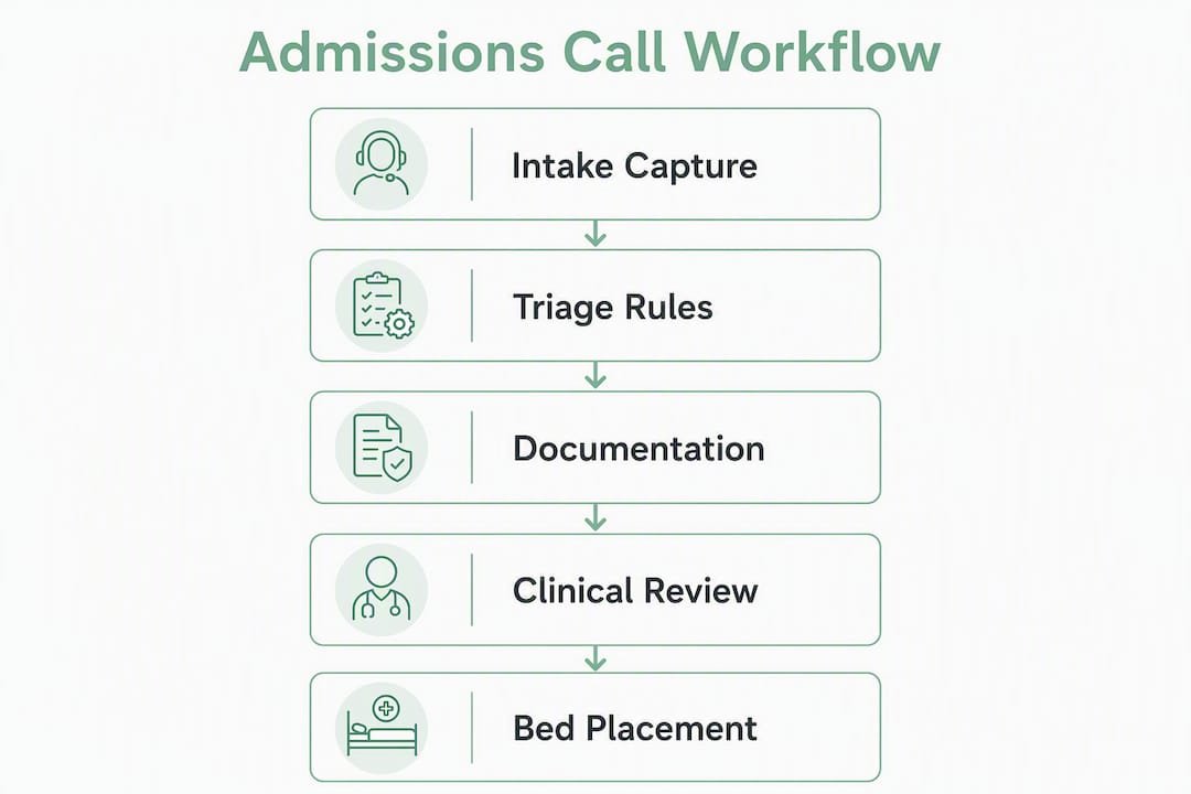 Infographic showing admissions call workflow steps