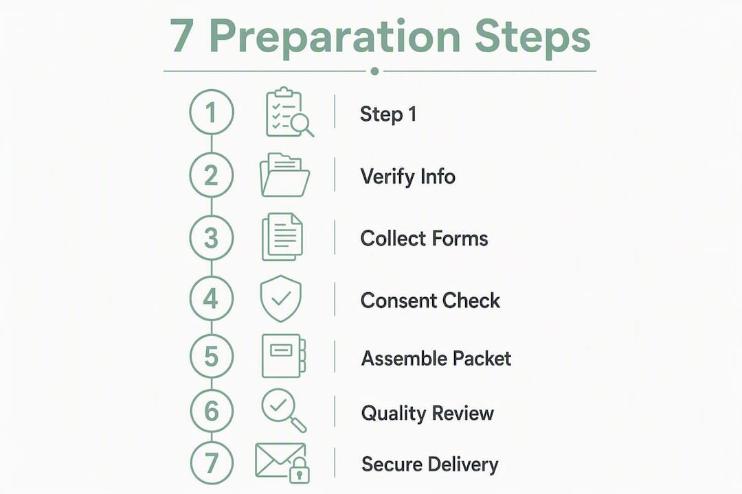 Infographic showing patient packet preparation steps